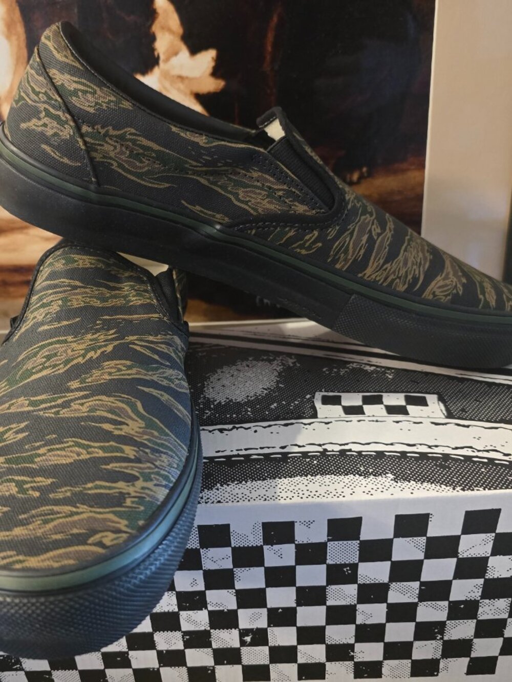 Vans Skate Slip-On Tiger Camo Black Shoes VN0A5FCA9L7 Men's Size 11 NEW